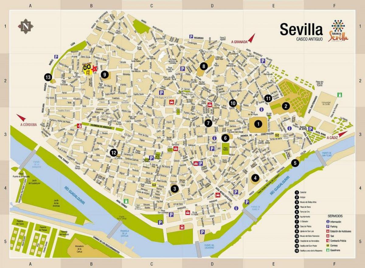 քարտեզ անվճար քարտի փողոցների Սեւիլիայի Իսպանիա
