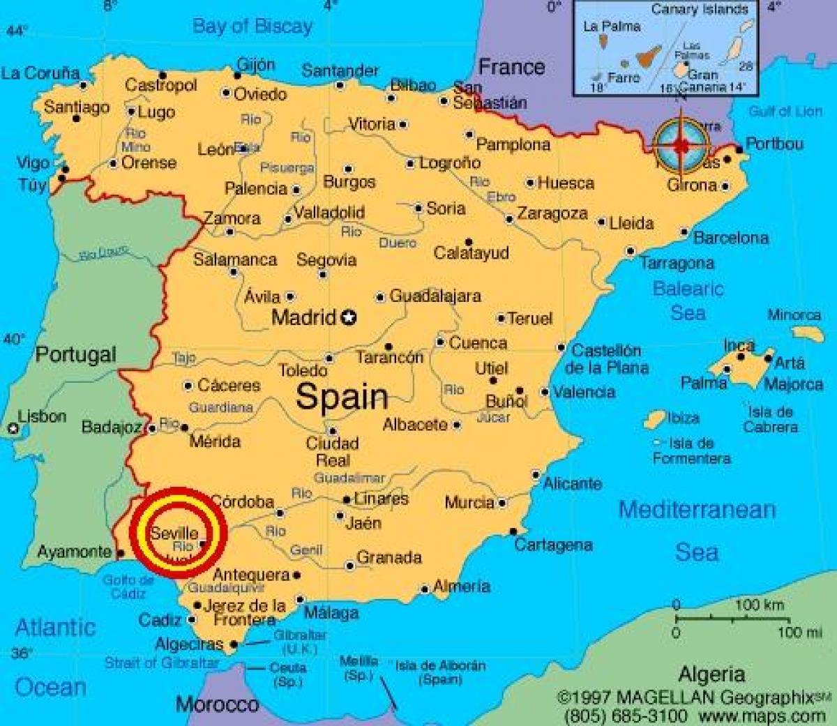 Սեվիլիա (Իսպանիա) քարտ
