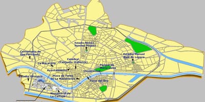 Սեվիլիա (Իսպանիա) վայրերի քարտեզ